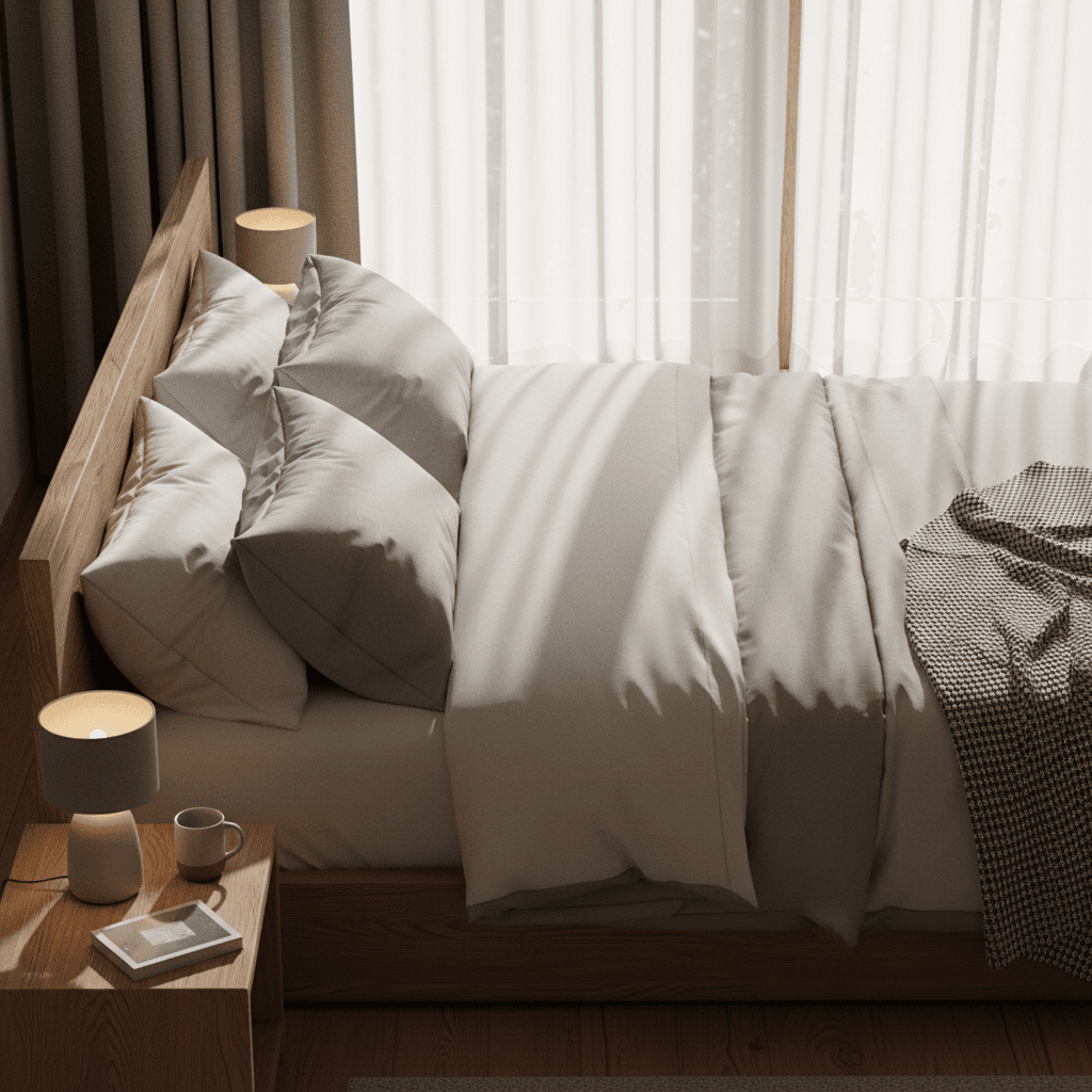 Cozy bedroom with queen bed and soft natural light