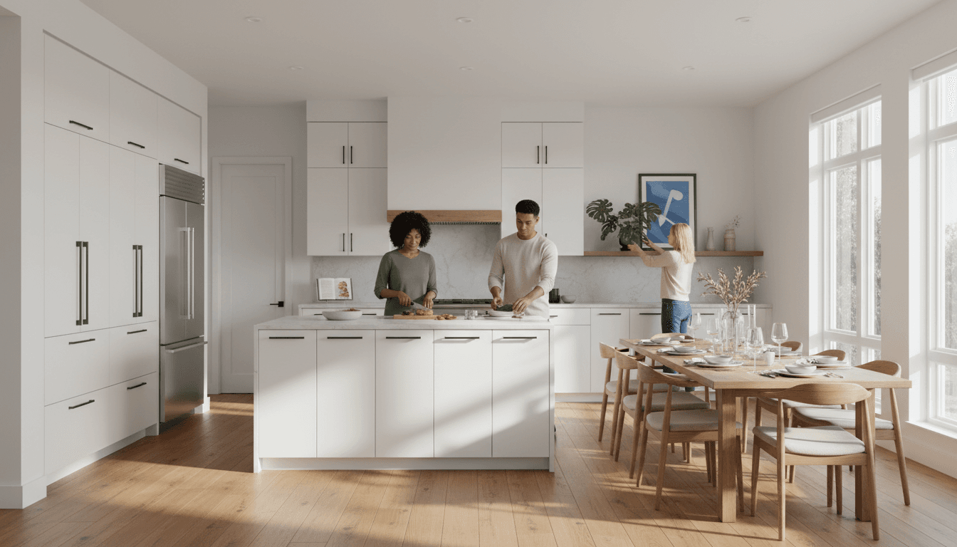 Dining area and full kitchen in the town home