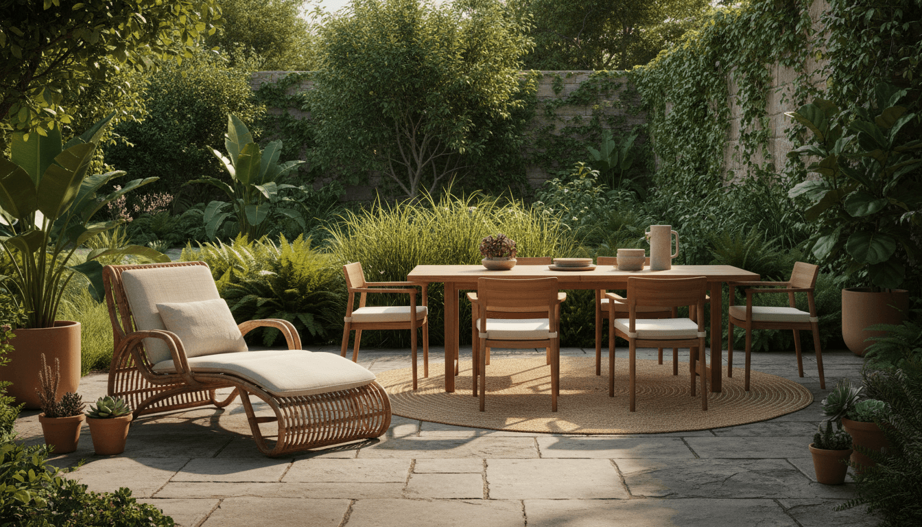 Outdoor patio seating near the pool