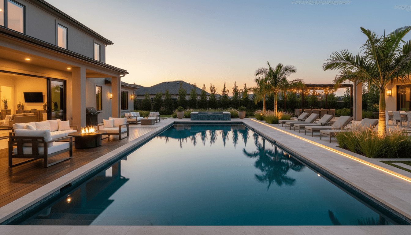 Cozy town home with a swimming pool in the backyard