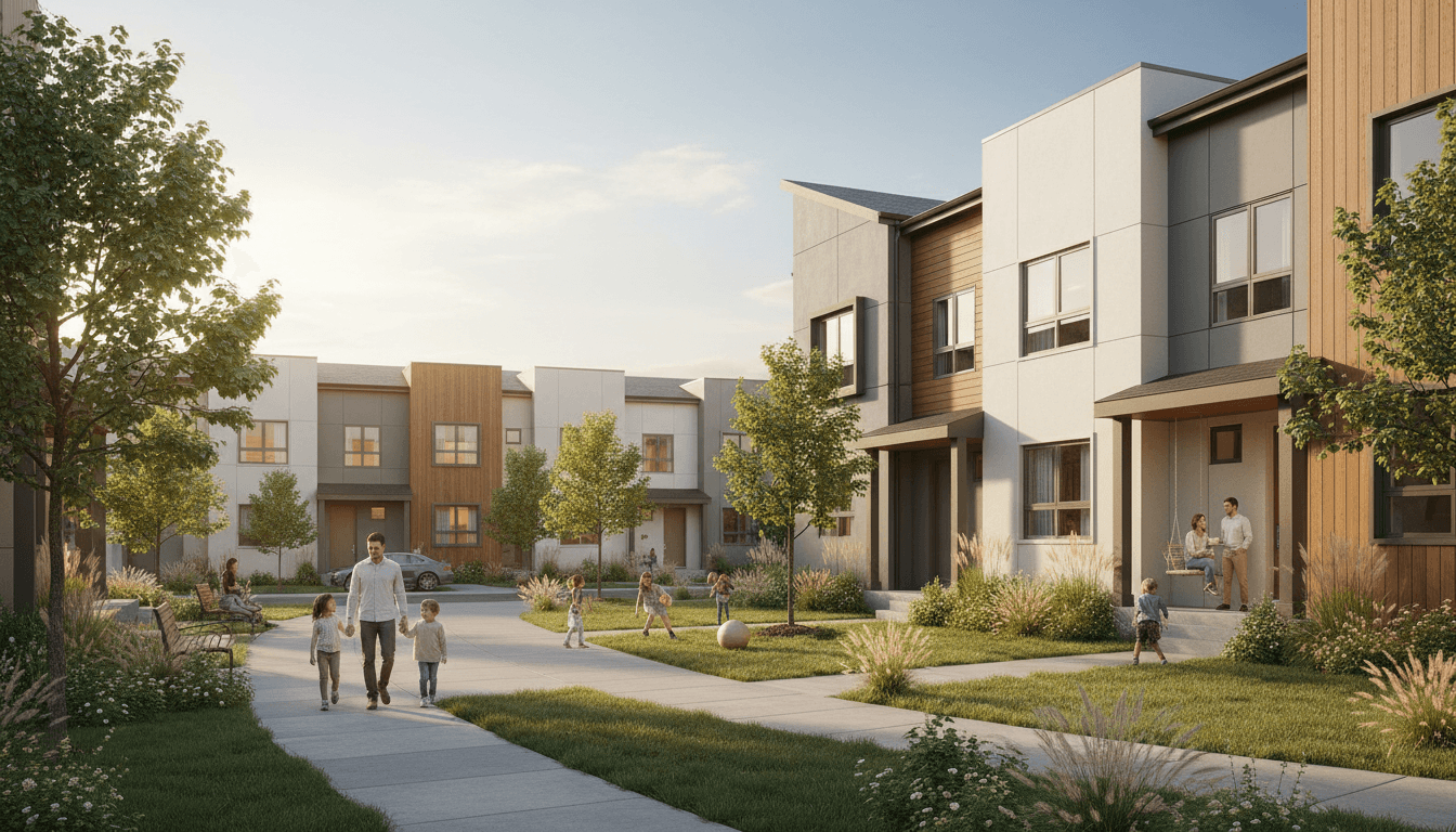 Exterior of a three-bedroom town home in a sunny neighborhood